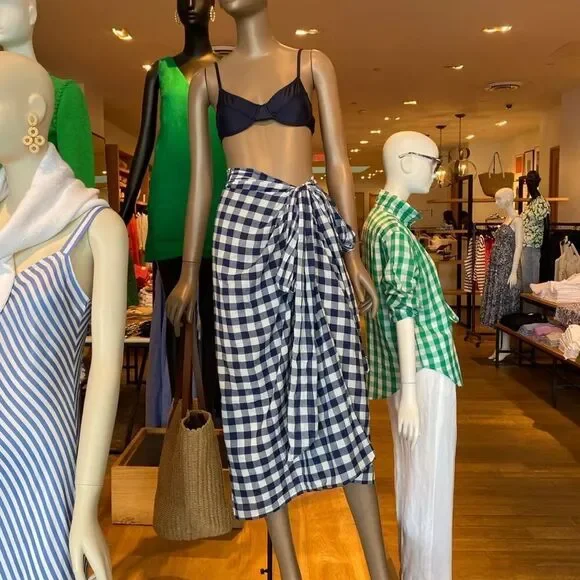 J. Crew gingham draped beach sarong NWT - Picture 2 of 3